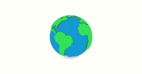 Low poly earth plane 3d image Stock Illustration