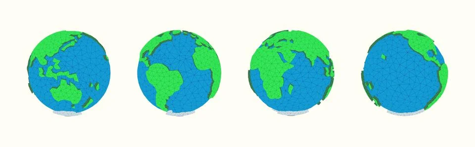 Low poly earth plane 3d image Stock Illustration