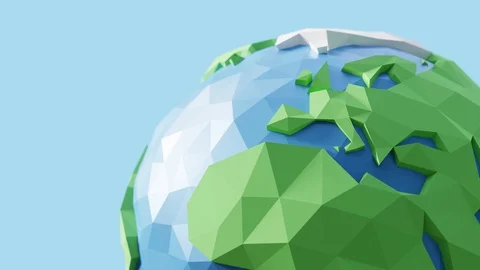 Low-poly Earth spinning around in a seamless loop. View of the northern Stock Footage 120915262