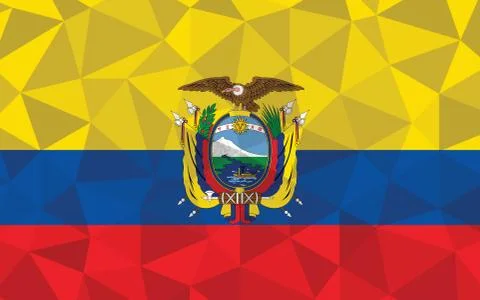 Low poly Ecuador flag vector illustration. Triangular Ecuadorian flag graphic Illustration