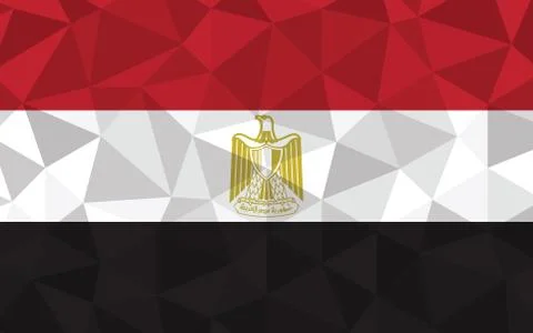 Low poly Egypt flag vector illustration. Triangular Egyptian flag graphic. Eg Stockillustratie