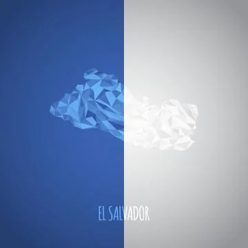 Low Poly El Salvador Map with National Colors Stock Illustration