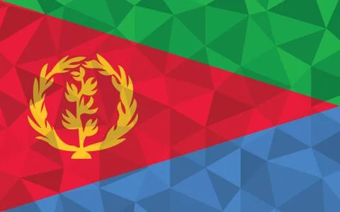 Low poly Eritrea flag vector illustration. Triangular Eritrean flag graphic.  Stock Illustration