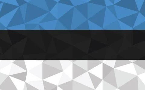 Low poly Estonia flag vector illustration. Triangular Estonian flag graphic.  Illustrazione stock