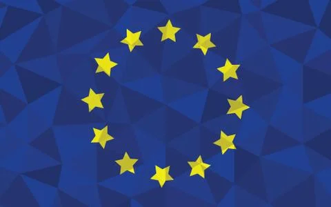 Low poly Europe flag vector illustration. Triangular European flag graphic. E Illustrazione stock