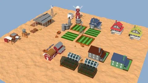 Low Poly Farm Complex Pack 3D Model