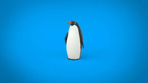 Low poly father penguin 3d render illustration Stock Illustration