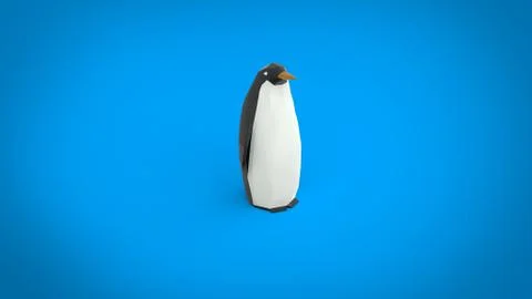Low poly father penguin 3d render illustration Stock Illustration
