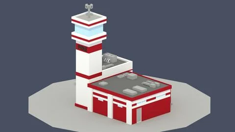 Low Poly Fire Department 3D Model