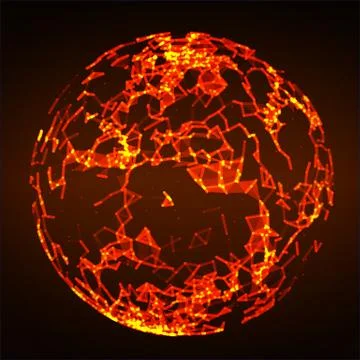 Low poly fire flame sphere. Futuristic energy circle. Stock Illustration