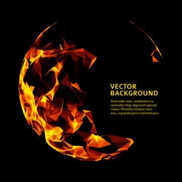 Low poly fire flame sphere. Futuristic energy circle. Stock Illustration