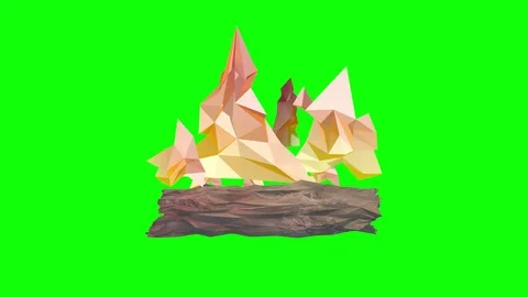 Low poly fireplace with paper flames - chroma key background. Stock Footage 70516212