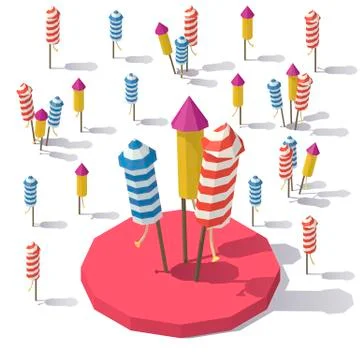 Low poly Firework Rockets Stock Illustration