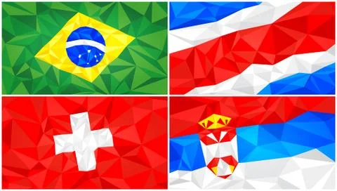 Low poly flag, abstract polygonal triangular background set 5 Stock Illustration