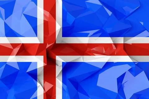 Low poly flag of Iceland. Stock Illustration