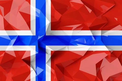 Low poly flag of Norway. Stock Illustration