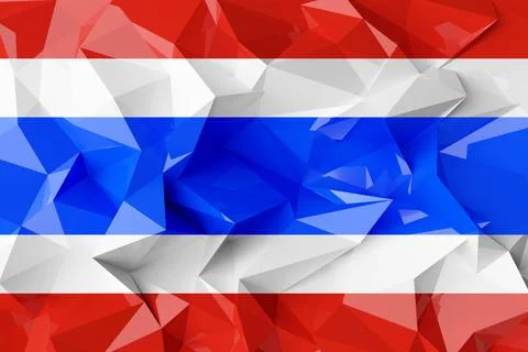 Low poly flag of Thailand. Stock Illustration