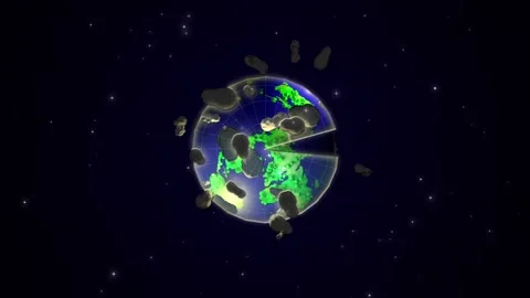 Low Poly Flat Earth with Firmament Stylized Planet Loop Animation Stock Footage 320872907