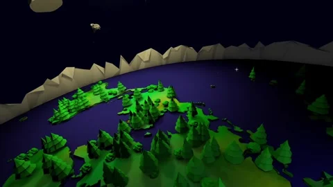 Low Poly Flat Earth Stylized Planet Loop Animation Stock Footage 320588372
