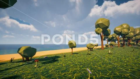 Low poly forest landscape background without human and animals 3d ...