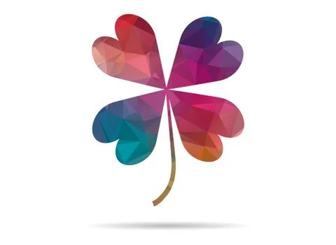 Low poly four leaf clover Illustrazione stock