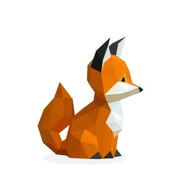 Low poly fox image. polygonal animal vector illustration logo 스톡 일러스트