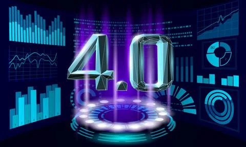 Low poly future industrial revolution concept. Industry 4.0 AI artificial cyber Stock-Illustration