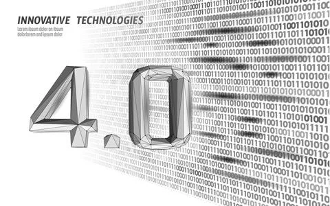 Low poly future industrial revolution concept. Industry 4.0 AI artificial cyber Stock Illustration