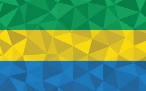 Low poly Gabon flag vector illustration. Triangular Gabonese flag graphic. Ga 스톡 일러스트