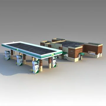 3D Model: Low poly gas station BP #91500393 | Pond5