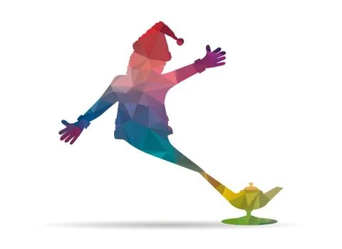 Low poly genius santa colored icon イラスト素材