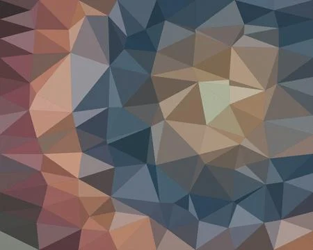 A low-poly geometric abstract pattern in blue, gray, and warm pink tones cr.. Stock Illustration