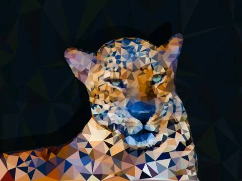 Low poly geometric of leopard Stock Illustration