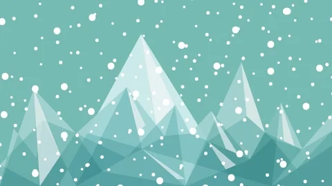 Low poly geometric mountains with falling snow 库存影片 348132223