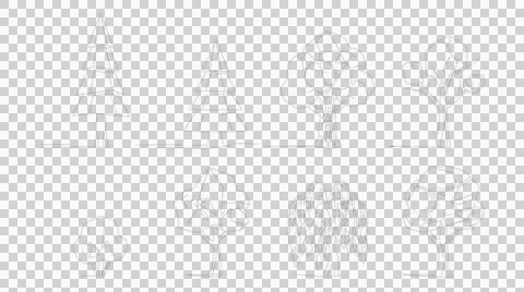 Low poly geometric tree set isolated on transparent background Stock Illustration