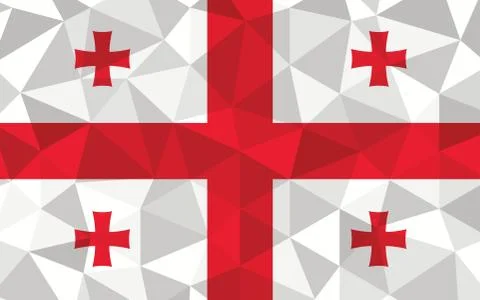 Low poly Georgia flag vector illustration. Triangular Georgian flag graphic.  Stock-Illustration