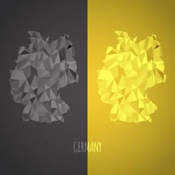 Low Poly Germany Map with National Colors Stock Illustration