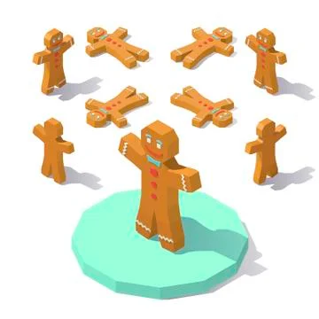 Low poly Gingerbread man Stock Illustration