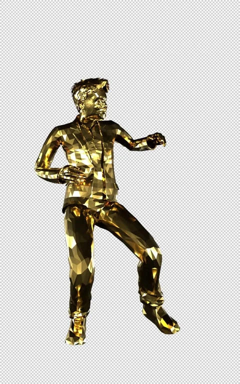 Low Poly Golden Man Dancing Loop Animation on Transparent Background Stock Footage 336560567