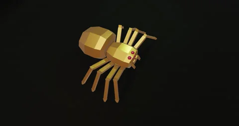 Low poly golden spider robot walking, seamless loop Video stock 146459646