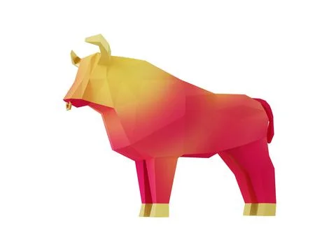 Low poly Gradient Yellow Red Bull Stock Illustration