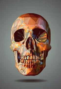 Low poly graphic skull on gray background Stock Illustration