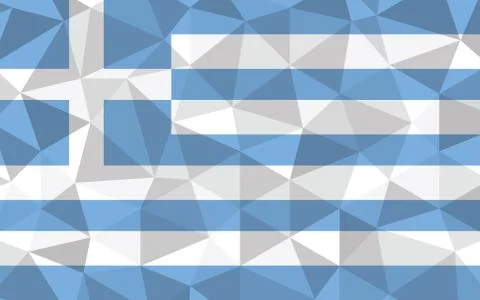 Low poly Greece flag vector illustration. Triangular Greek flag graphic. Gree Illustration