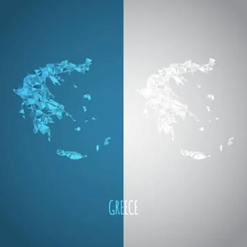 Low Poly Greece Map with National Colors Stock Illustration