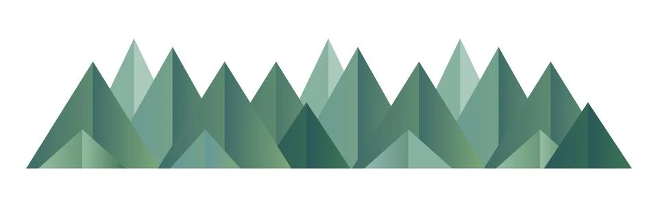 Low poly green mountains range. Vector polygonal shapes isolated illustration Stock Illustration