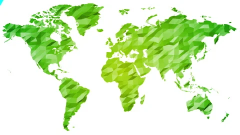 Low poly green world map on the white background whith alpha channel. Abstract Stock-Footage 95176111
