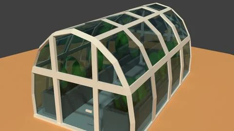 Low Poly Greenhouse 3D Model