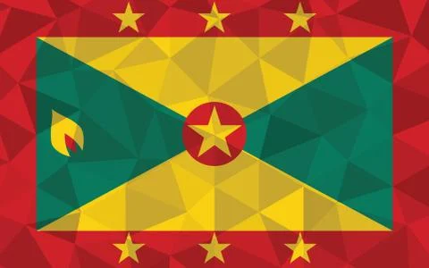 Low poly Grenada flag vector illustration. Triangular Grenadian flag graphic. Stock-Illustration