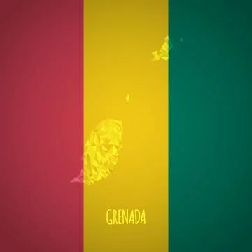 Low Poly Grenada Map with National Colors Stock Illustration