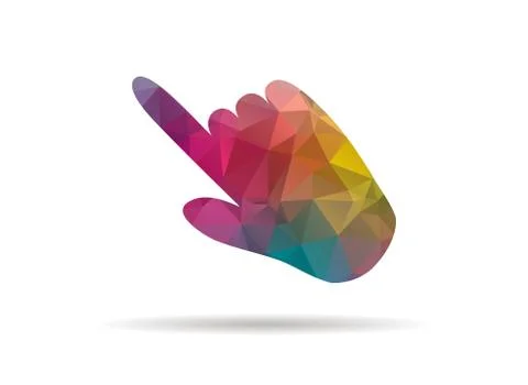 Low poly hand pointing colorful icon Ilustración de archivo